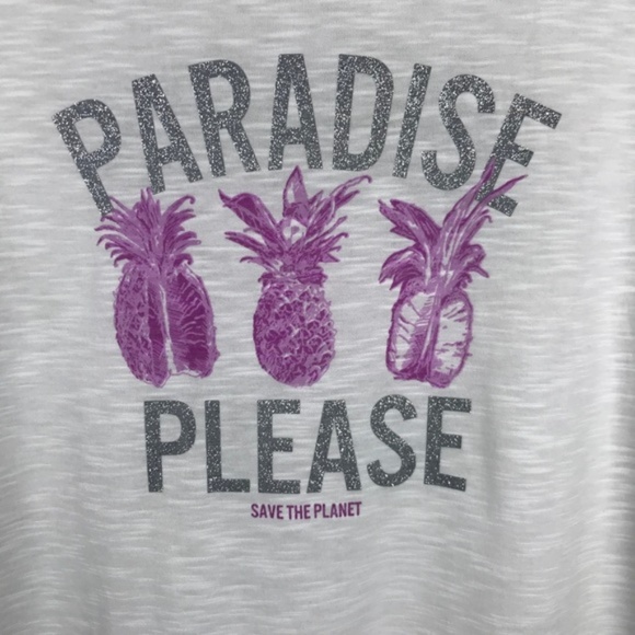 Save the planet graphic tee top lace sleeves XL - Picture 2 of 6